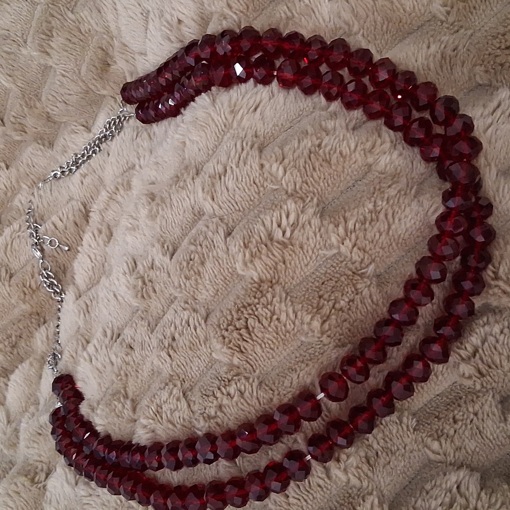 Double STRAND GARNET red Necklace
